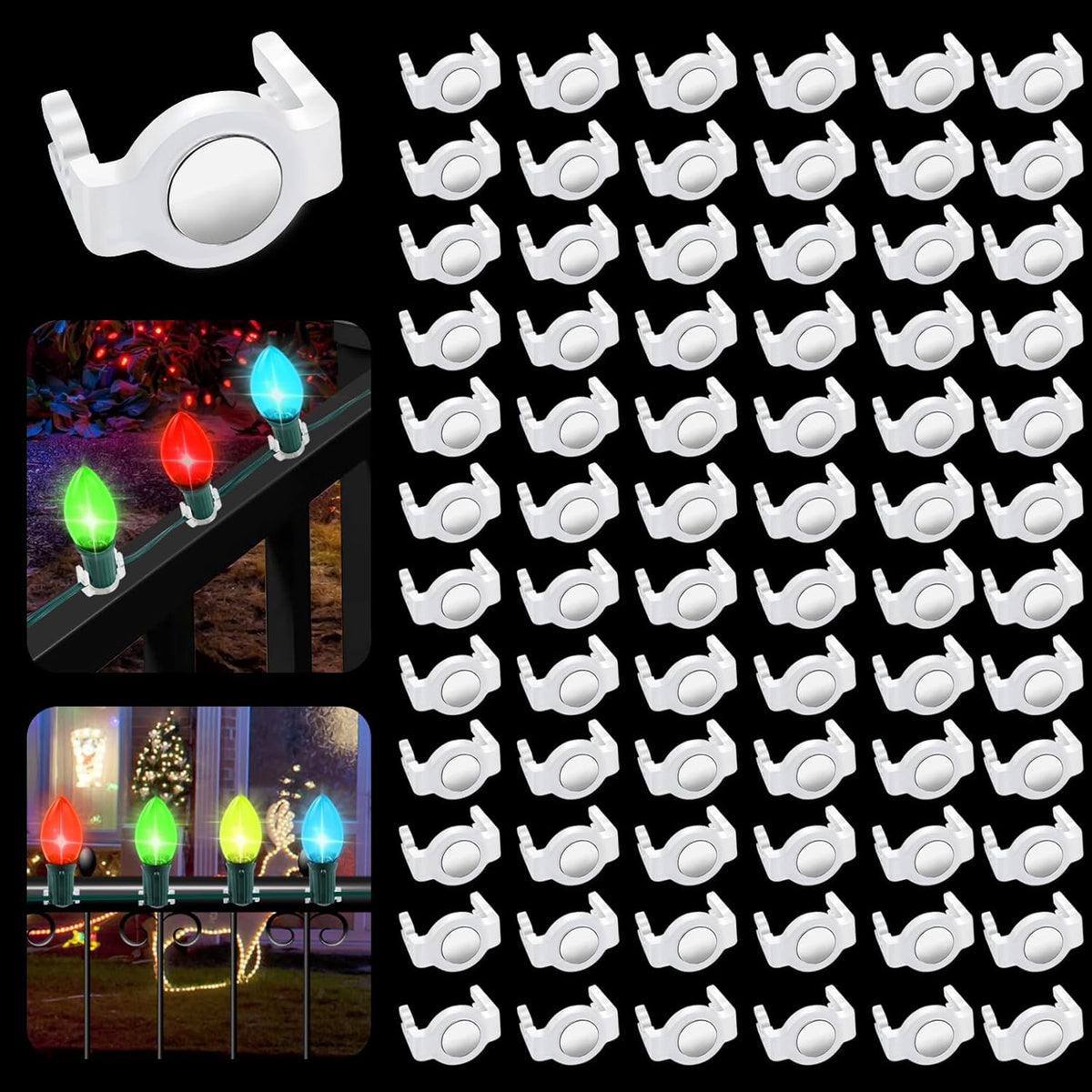 100 Pack C9 Magnetic Christmas Light Clips, Extra Strong Magnetic Clip Hooks For Christmas Lights, Magnet Light Clips For C9 C7 Sockets Metal Roof Gutters Outside Patio Holiday
