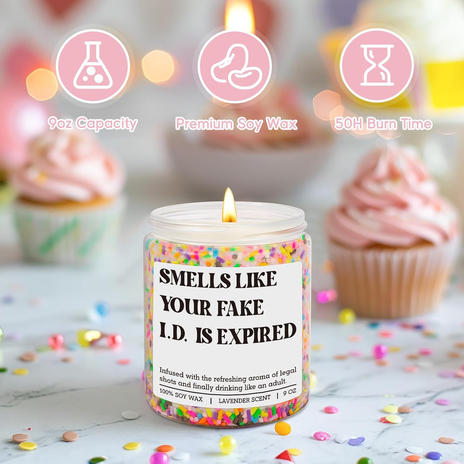 Scented Candle - 21St Birthday Gifts For Women, Female - Happy 21 Year Old Birthday Gifts For Her, Him - Cool 21St Bday Candle For Girls, Boys - Funny Turning 21 Ideas For Friend, Daughter, Teen