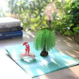 3D Pop Up Card Romantic Willow Tree Design For Valentine'S Day, Anniversary, Wedding - Unique Love Greeting Card For Wife, Her - With Blank Envelope (4.6"X7")