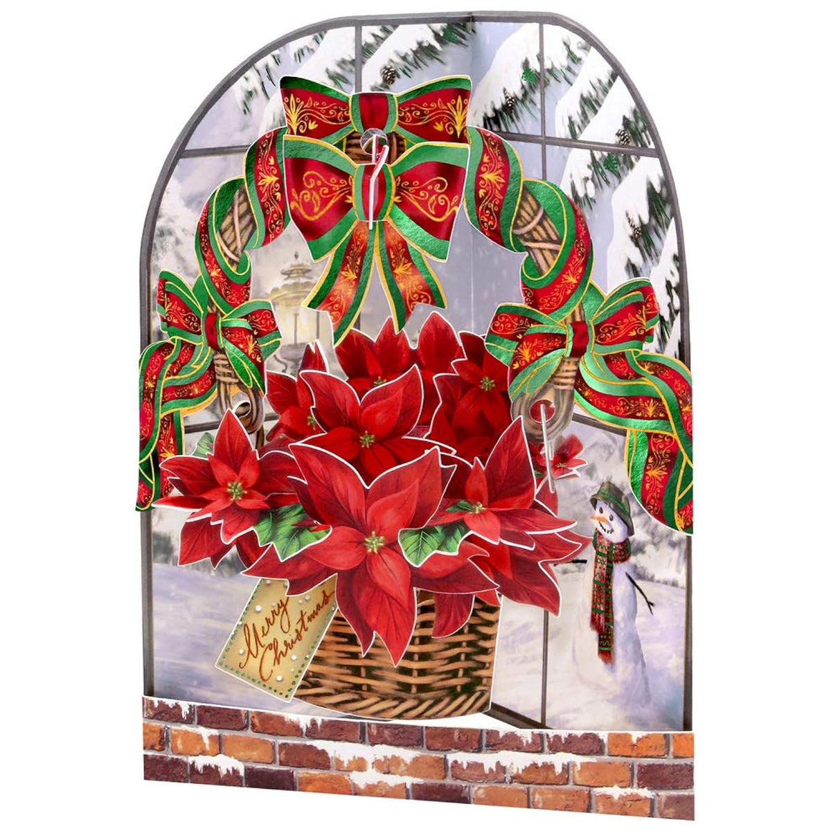 Boston International Santoro Swing 3D Pop-Up Christmas Card, Poinsettia, 6 x 8 Inches, Poinsettia