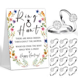 The Ring Hunt Game, Boho Floral Bridal Shower Games With Rings-One Sign And 30 Rings, Bridal Shower And Wedding Shower Games For Guests, Engagement Party Game, Bridal Shower Decorations-Ls7