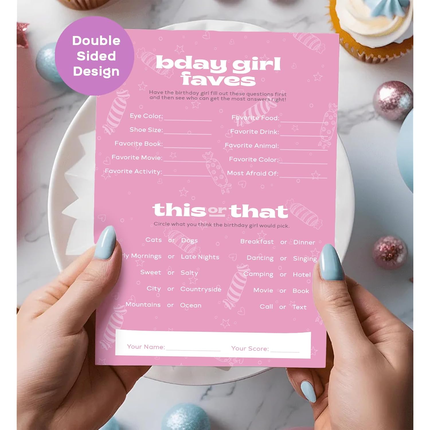 50 Who Knows The Birthday Girl Best Game Cards, Fun Birthday Game For Kids, Tweens, & Adults, Pink