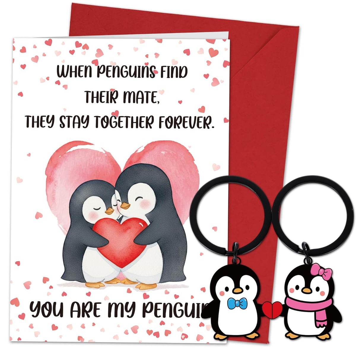 Cute Penguin Valentines Day Cards For Him Her, Anniversary Card With Keychain Valentines Day Gifts You Are My Penguin, Romantic Valentine'S Greeting Cards For Husband Wife Boyfriend Girlfriend