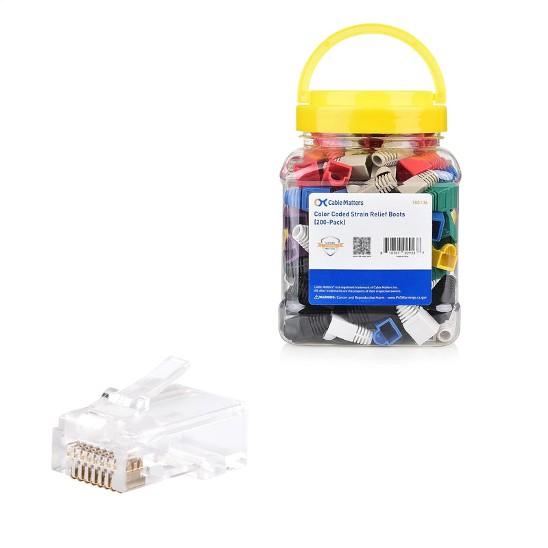 Cable Matters 100-Pack Cat 6 Pass Through RJ45 Connectors (Cat6 Connector / RJ