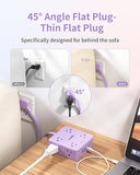 Purple 10FT Flat Plug Power Strip with 8 Outlets and USB Ports for Home Office