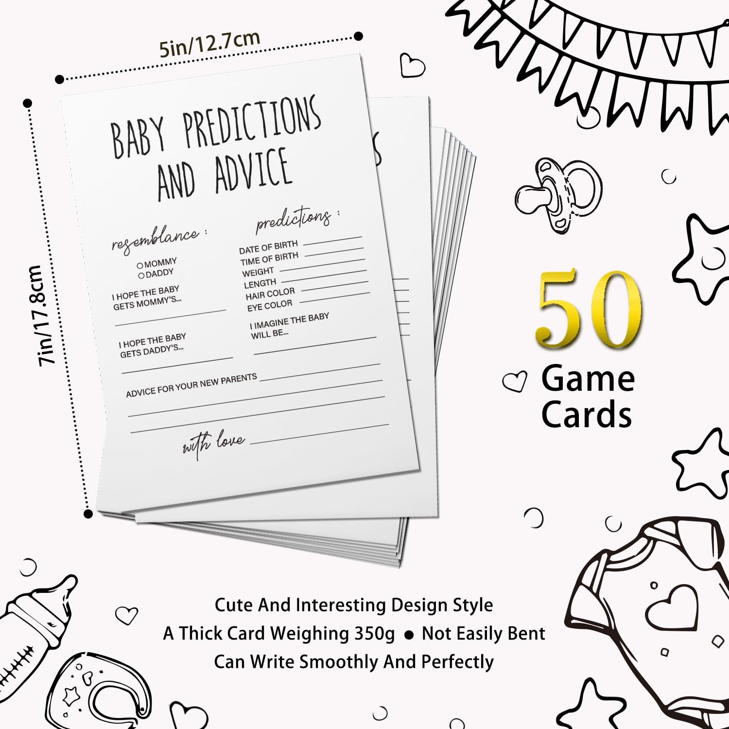 Baby Predictions & Advice For New Parents – Minimalism Shower Activity By Printed Party, It'S A Girl Forest Animals Theme Set Of 50 Cards-In12