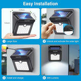 4 Pack 28 LED Solar Motion Sensor Lights Waterproof Wireless Outdoor Security Wall Lights