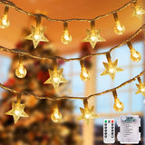 33Ft 80 Led Star String Lights,8 Modes Globe Fairy Lights Battery Operated With Remote&Timer,Waterproof Christmas Globe