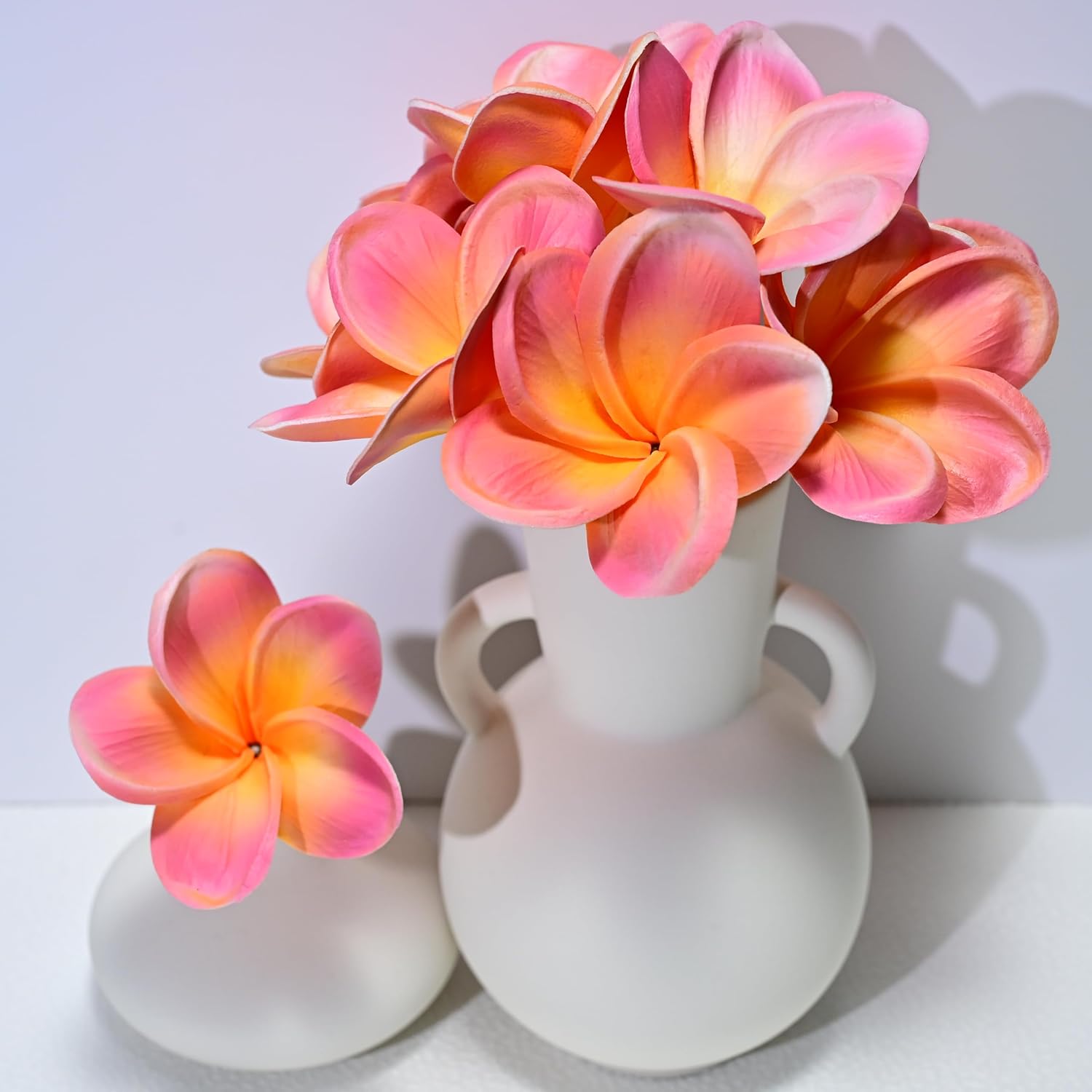 Birthday Gifts For Women 10Pcs Pink Orange Flowers Pu Real Touch Flowers Hawaiian Plumeria Frangipani Artificial Flowers For Diy Birthday Gifts Wedding Gifts Home Decor Table Centerpiece