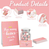 555 Pcs How Many Kisses Baby Shower Games, Pink And Gold Standing Sign Guessing Cards Kisses Stickers For Kids Girl Birthday Baby Shower Sprinkle Party Decoration (No Candy And Jar)
