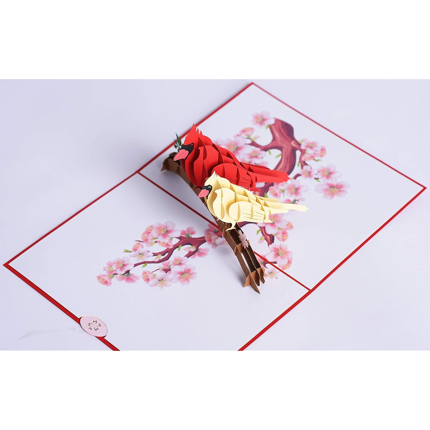3D Popup Card Of Cardinal Bird Couple, Paper Art & Handicraft, Greeting Card, Birthday, Anniversary, Christmas, Mothers Day, Fathers Day Card, Handmade Gift For Mom, Dad, Wife, Husband
