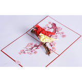 3D Popup Card Of Cardinal Bird Couple, Paper Art & Handicraft, Greeting Card, Birthday, Anniversary, Christmas, Mothers Day, Fathers Day Card, Handmade Gift For Mom, Dad, Wife, Husband