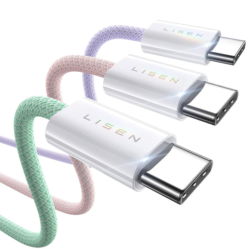 Usbc To Usbc Cable 3-Pack 6.6Ft, 60W (3.1A) Usb C Charger Cable Fast Charging,