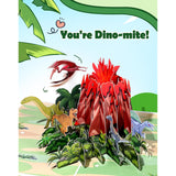 Dinosaur Pop Up Card With Envelope - 3D Pop Up Greeting Card For Valentines Birthday Easter And All Occassion For Kids Boy Children Men Friends Boyfriend Dino-Lovers Funny Volcanic Eruption