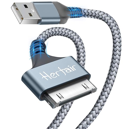 USB to 30 Pin Charger Cable 3.3FT Nylon Braided Charging Cord for iPhone 4 4S iPad iPod