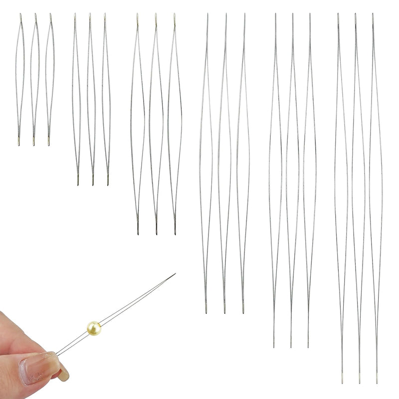 18 Pieces Beading Needles, 6 Sizes Beading Embroidery Needles, Big Eye Collaps