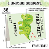 36 Pack Dinosaur Valentine'S Day Cards For Kids Classroom Exchange Watercolor Dino Greeting Cards With Envelopes & Stickers For School Boys Girls Classroom Party Favors, 4X6 Inch