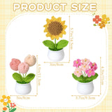 Crochet Flower Cute Potted Plants Fake Knitted Sunflower Tulips Mini Flowers Pot For Desk Office Car Dashboard Window Home Decor, Gift For Teachers Mother Day Valentines Anniversary Birthday