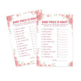 50 Baby Shower Games For Girl-Baby Price Is Right,Floral Theme, Thick Cardstock, Fun And Easy To Play