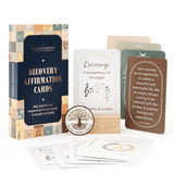 Daily Affirmation Cards, 50 Positive Affirmation Cards Double Sided, Sobriety And Recovery Daily Mindset Prompts, Includes Sobriety Coin & Wooden Card Stand, Perfect Recovery Gift