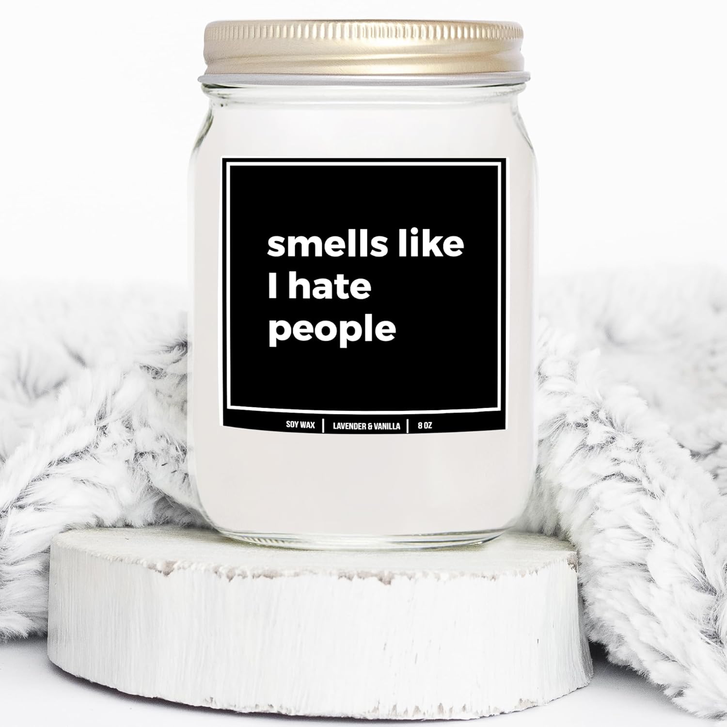 You Nique Designs I Hate People Candle 8Oz - Funny Candle Sarcastic Gifts For Friends, Coworkers - Humorous Candles For Best Friend - Fun Inappropriate Candles (Lavender & Vanilla)