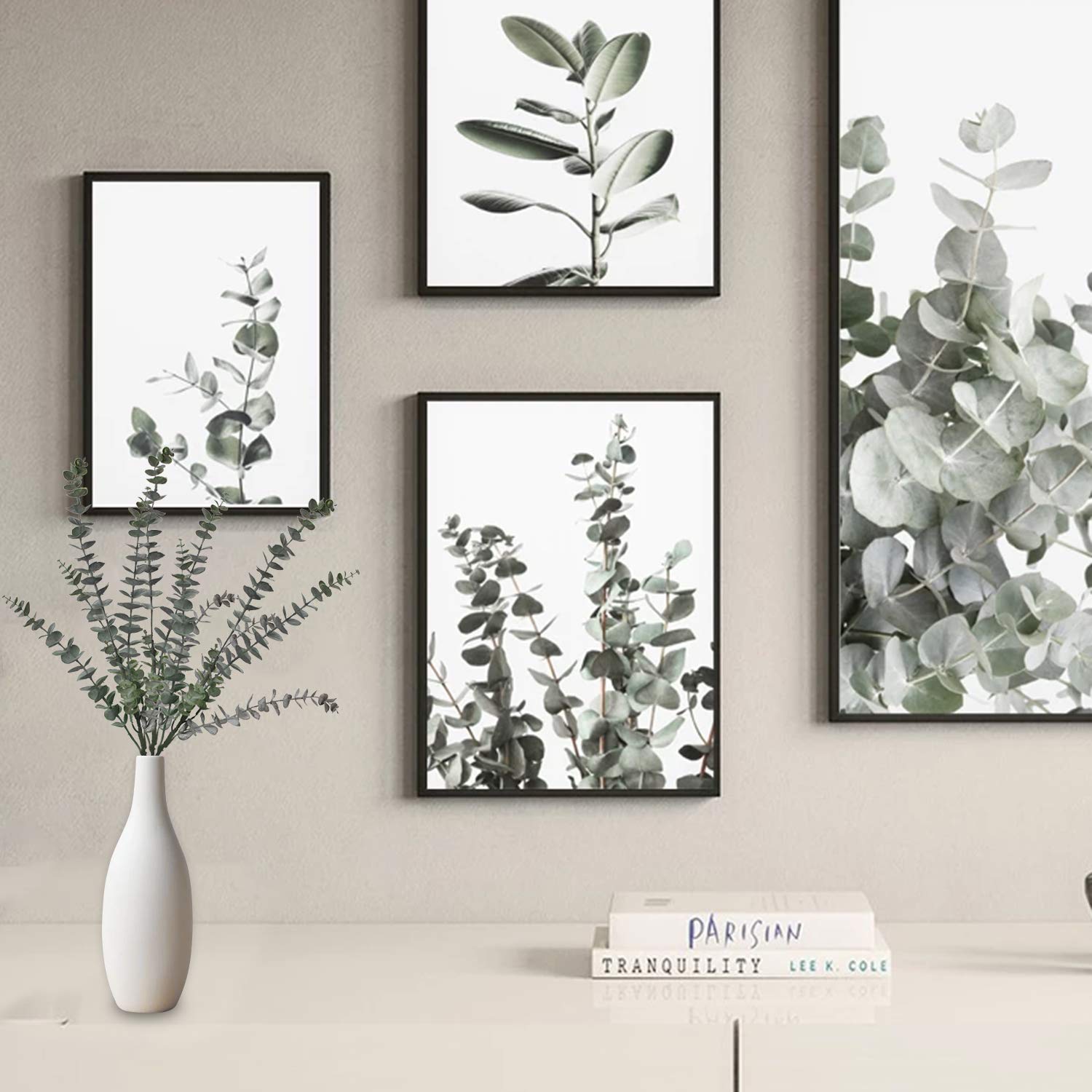 3Pcs Faux Eucalyptus Stems 30" Long Artificial Greenery Stems Fake Eucalyptus Decor For Wedding Centerpiece Flower Bouquet Floral Arrangement Farmhouse Home Decoration
