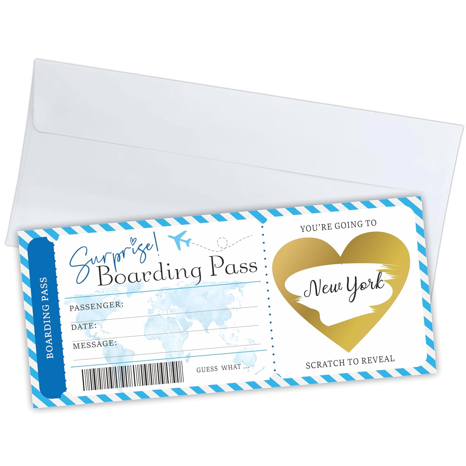 Surprise Boarding Pass Gift Ticket, Diy Scratch Off Travel Ticket Set With Envelope, Surprise Reveal Ticket Gift For Valentine'S Day, Holidays, Birthday, Wedding, Anniversary - A49