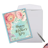Jumbo Mother'S Day Greeting Card 8.5 X 11 Inch With Envelope (1 Pack) Oversize Jumbo Mom Blooming Calligraphy-Peonies J10349Amdg-Us