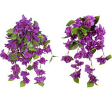 2Pcs Artificial Bougainvillea Flowers For Outdoors 25.6Inch Dark Purple Bougainvillea Hanging Flowers Fake Triangle Plum Vine Flower For Home Porch Garden Patio Yard(Dark Purple)