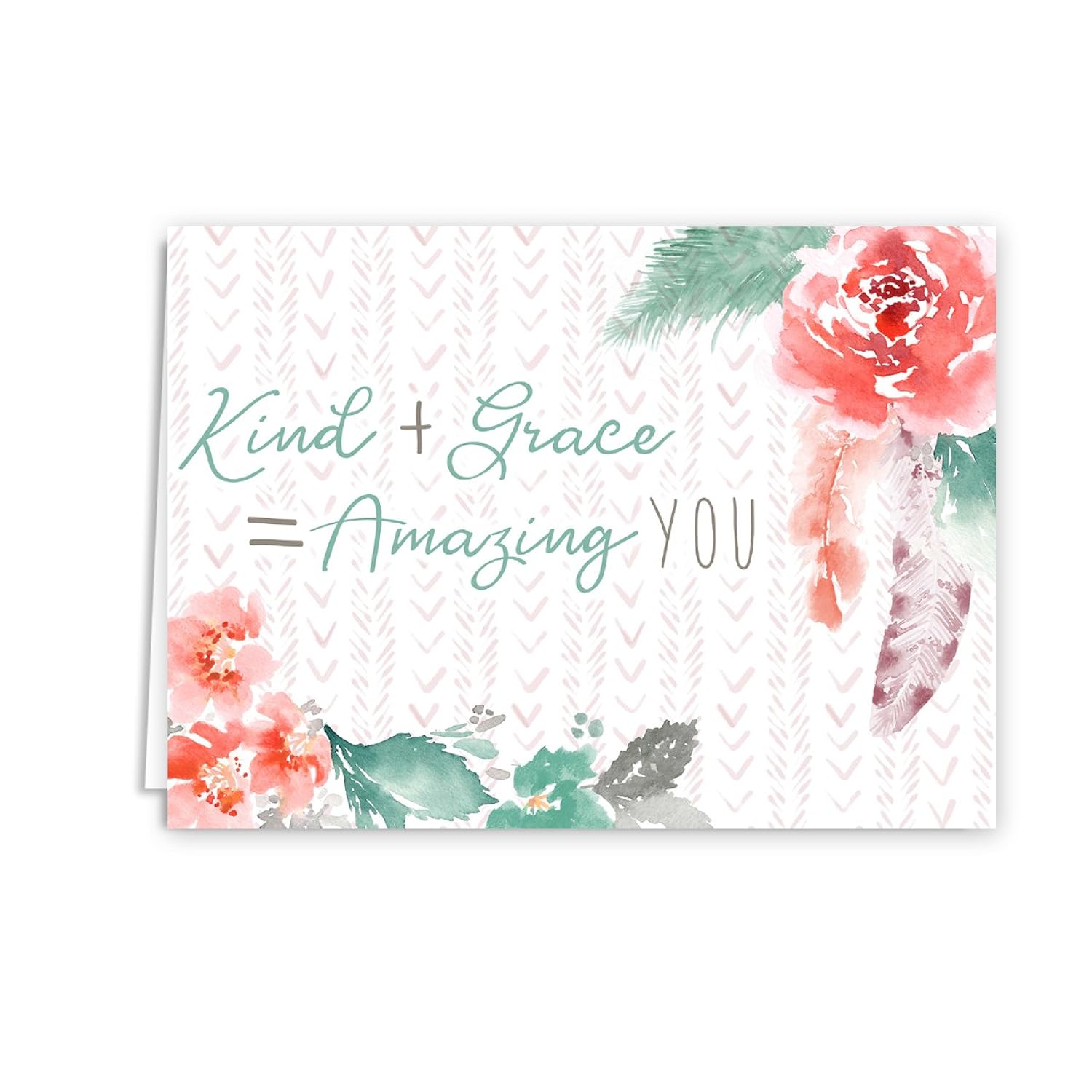Native Choose Kind Encouragement Cards / 36 Motivational Cards / 6 Floral And Feather Designs / 4 7/8" X 3 1/2" Gratitude Assortment Card Pack