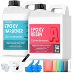 Epoxy Resin Kit - 68Oz Crystal Clear Resin For Crafts, Mold, Wood, Jewelry Making, Art Casting Resin For Art, No Bubble, 2 Part Clear Epoxy With Silicone Cups, Sticks, Pigment