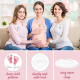 50Pcs Gender Reveal Button Pins Pink Blue Footprints Team Girl Boy Button Badges For Baby Shower Party Game Supplies