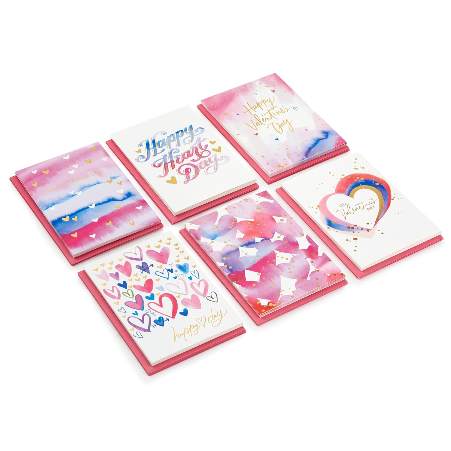 Hallmark Valentine's Day Cards Assortment, Gold Foil and Watercolor (36 Cards and Envelopes)