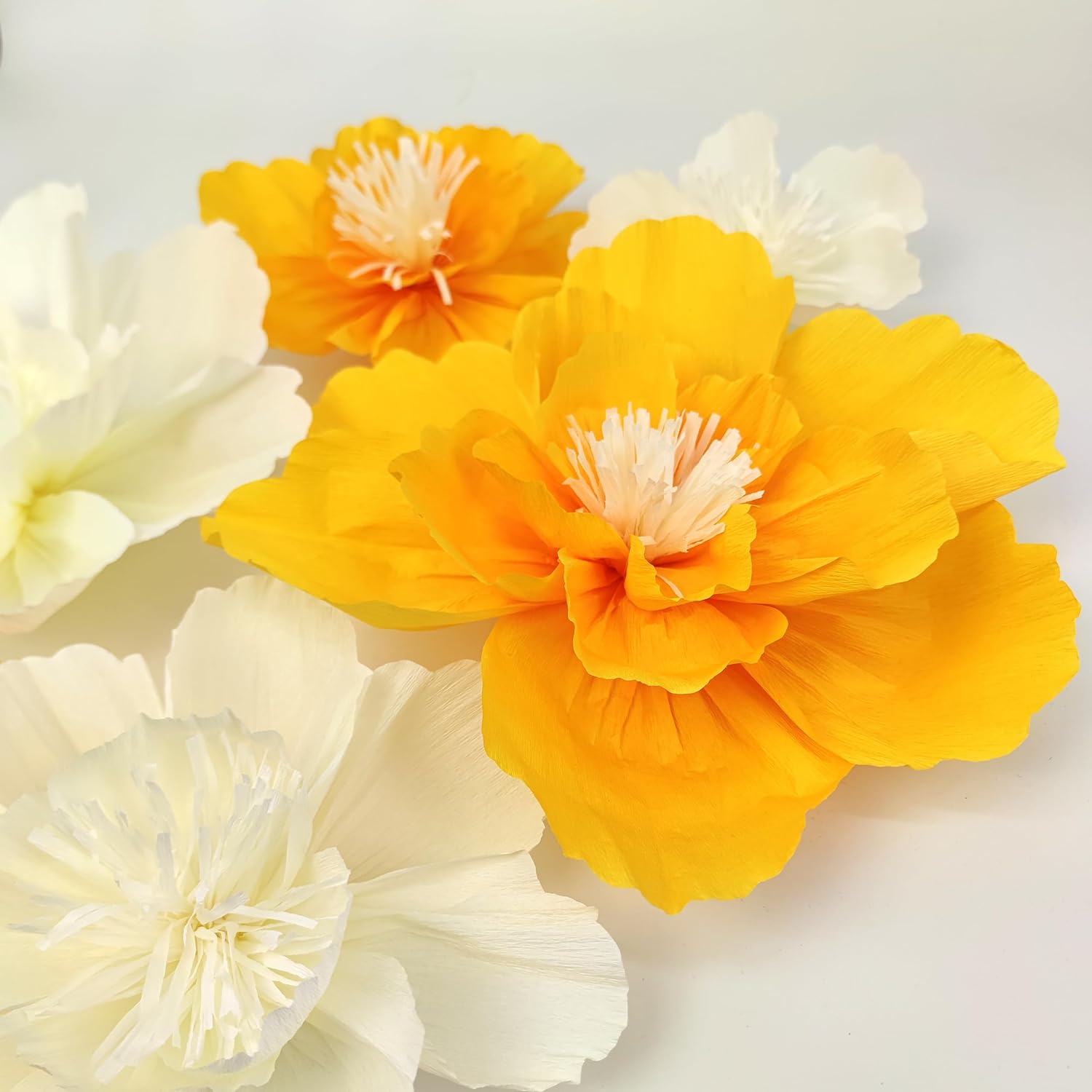 Large Crepe Paper Flower For Wall Party Floral Backdrop Nursery Room Wall Decoration (Yellow Party)