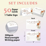 Boho Advice And Wishes For The Mr And Mrs - 50 Packs Wedding Advice Cards Bridal Shower Game Cards Reception Guest Book For Bride Groom Newlywed Engagement Party Decoration -A08