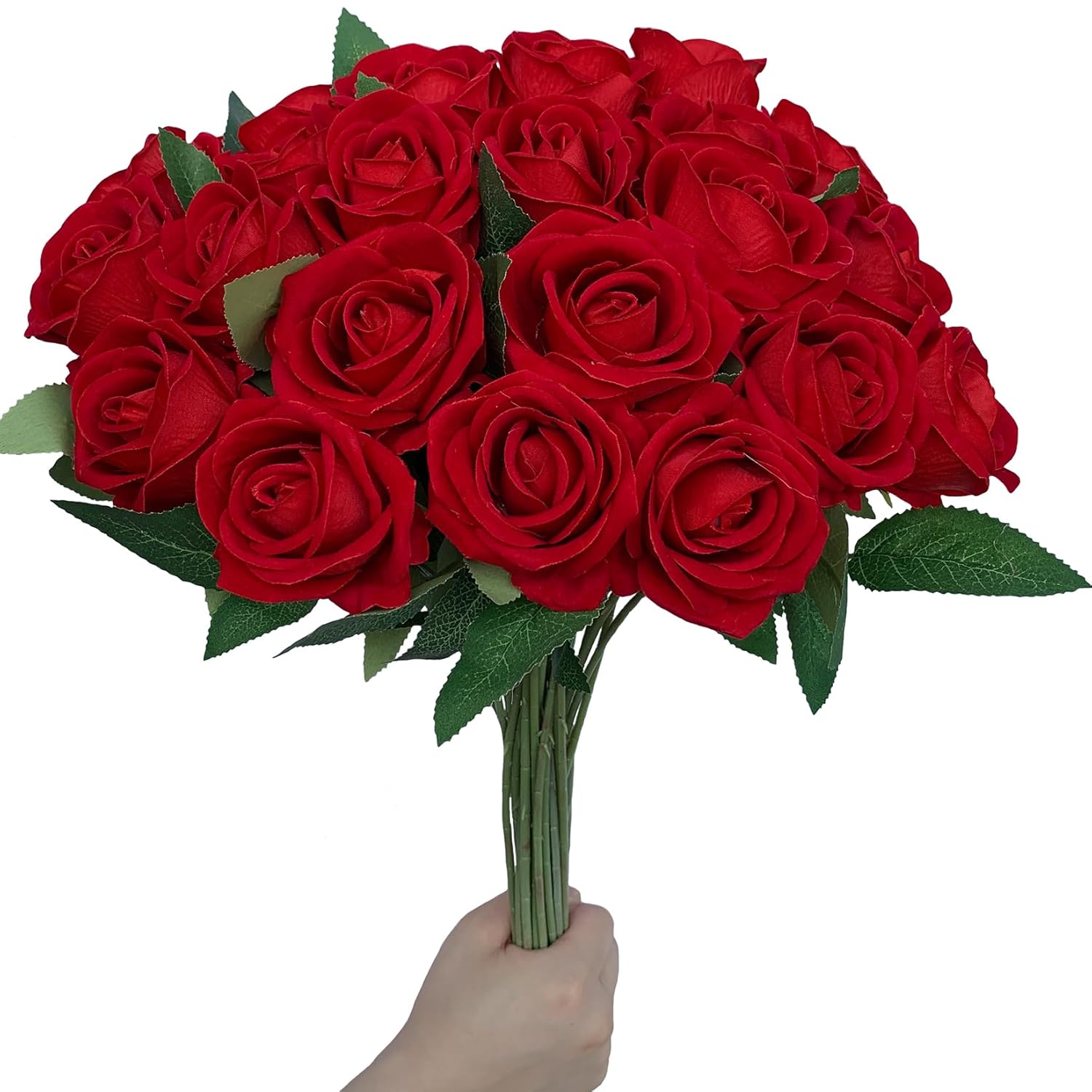 24 Pcs Roses Artificial Flower Silk Roses,Artificial Roses Bulk For Wedding Decorations Table Centerpieces, Mother'S Day Valentine'S Day Home Decor (Red)