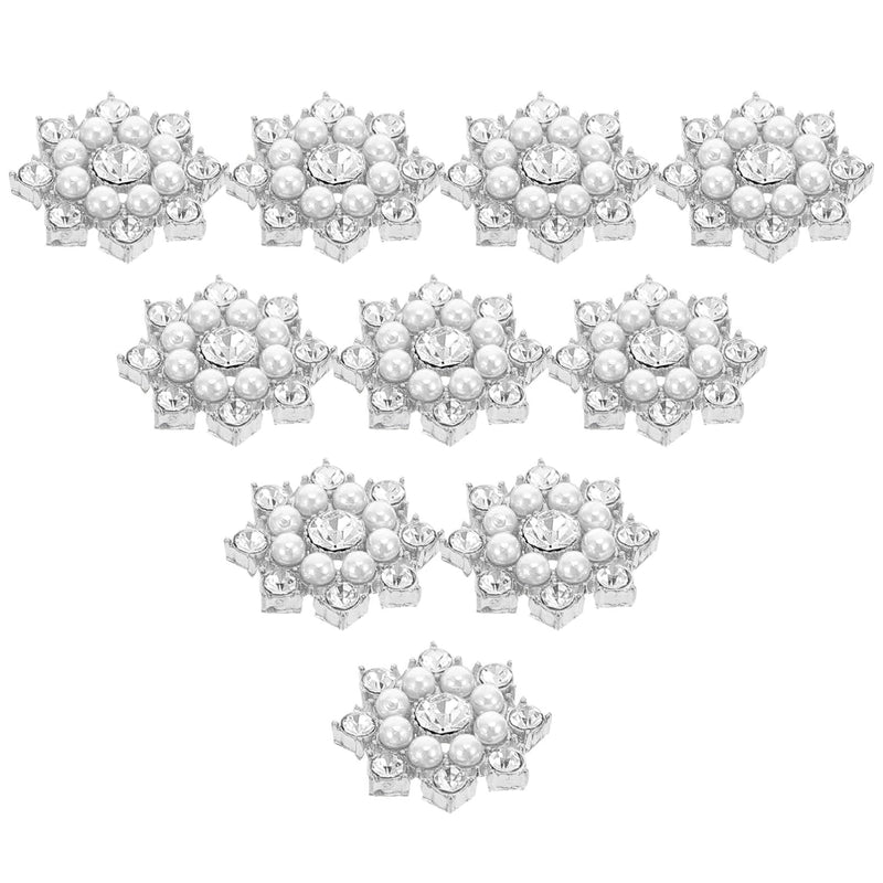 50Pcs Crystal Snowflake Pearl Rhinestone Applique Embellishments For Buttons B