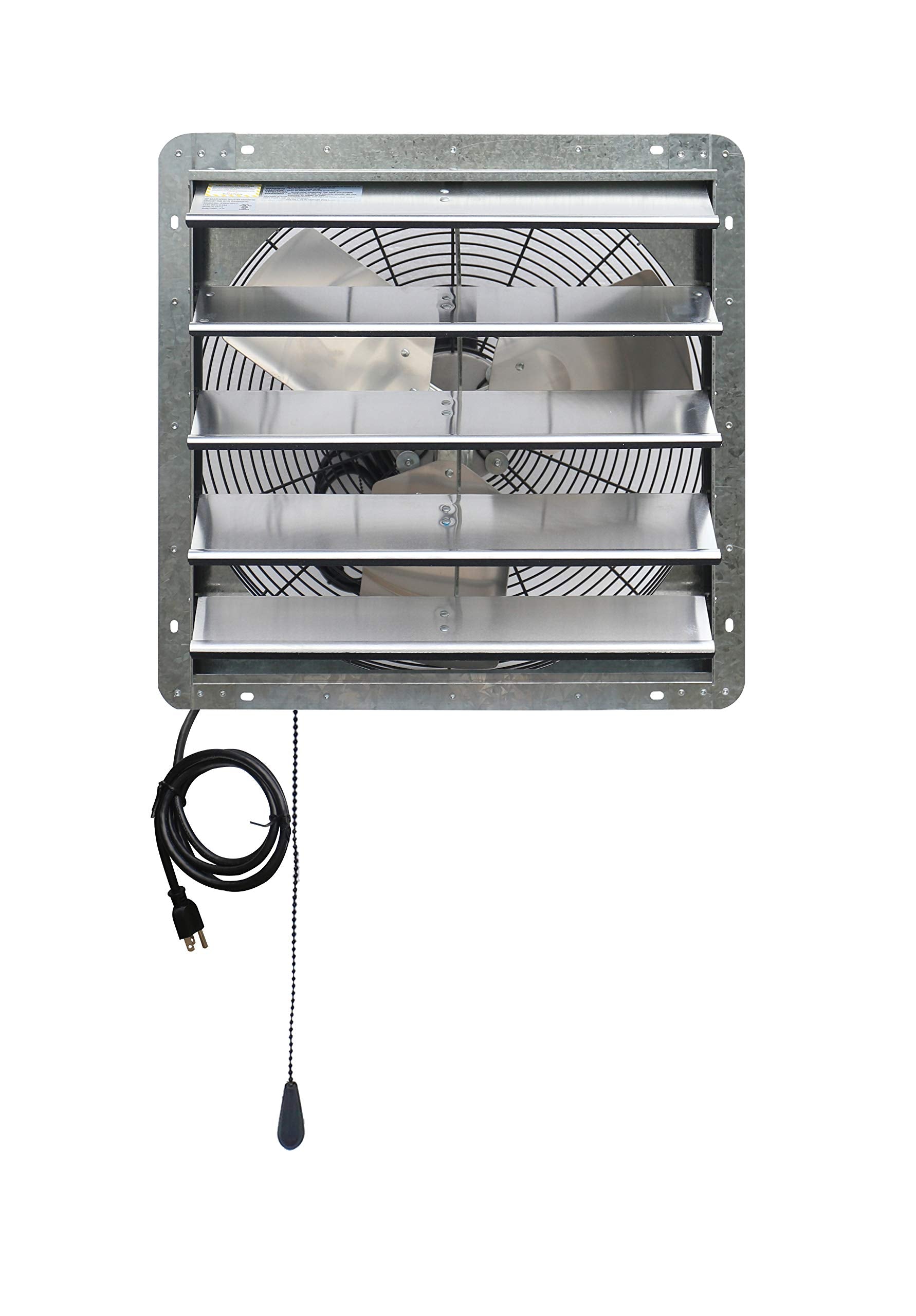 Ilg8Sf20V-T 20 Inch Shutter Exhaust Attic Garage Grow, Ventilation Fan With 3 Speed Thermostat 6 Foot Long 3 Plugs Cord, 20" - Variable, 3368 Cfm, 5000 Sqf Coverage Area, Silver