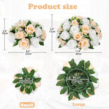 Artificial Flower Balls For Table Centerpieces – 2Pcs 8.6" Silk Rose Floral Arrangement Fake Floral Bouquet For Wedding Parties Baby Showers Diy Event Home Decor(Champagne White)
