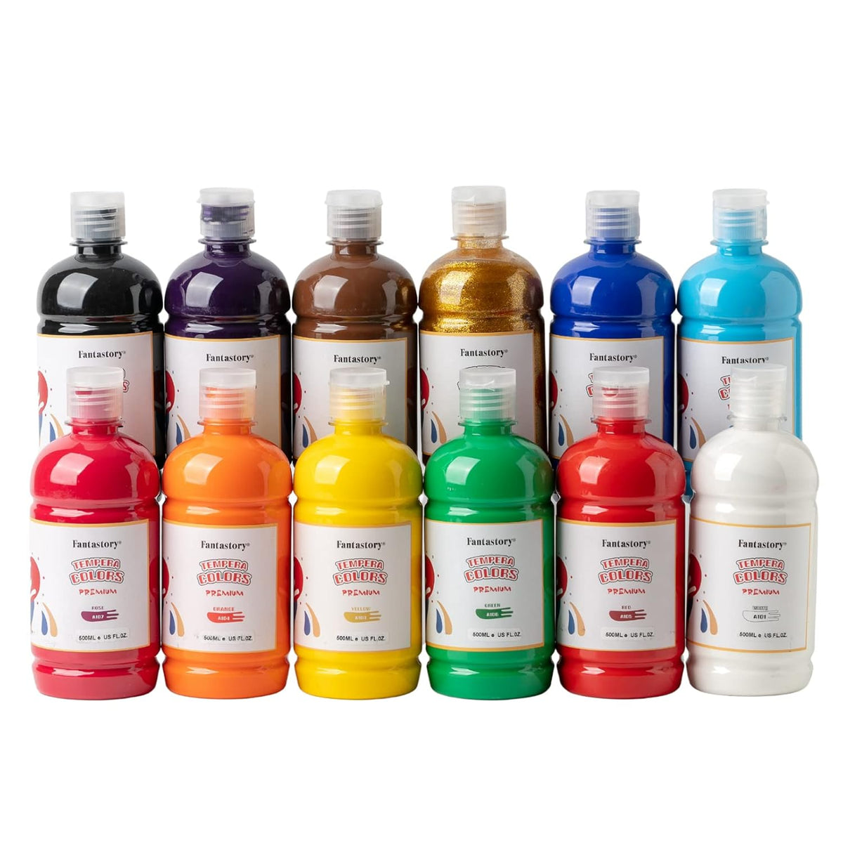 Tempera Paint For Kids 12 Colors (16.9 Oz Each) Washable Tempera Paint, Kids Poster Paint Sponge Painting, Non-Toxic Kids Paint Finger Paints Hand Paints Bottles Gifts