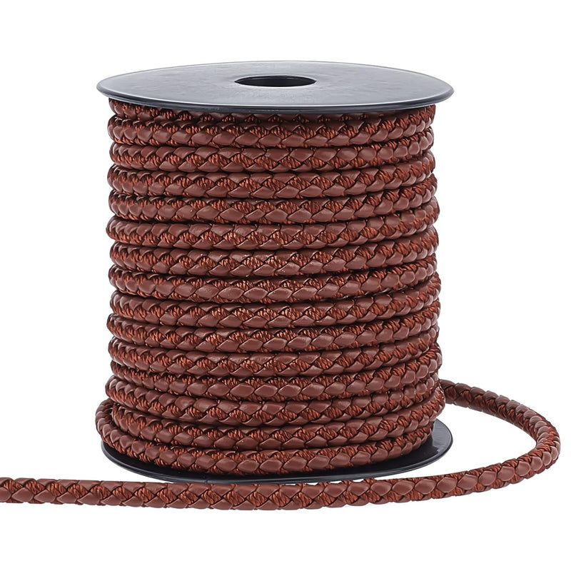 11 Yard Yard Braided Leather Cord 5Mm Round Leather String Cord Brown Imitatio