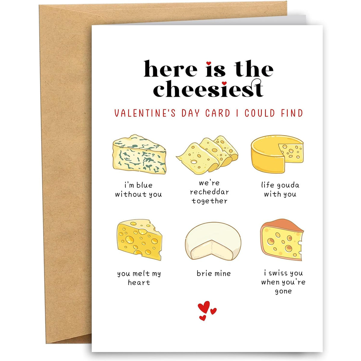 Humorous Valentine'S Day Greeting Card For Him Her, Witty Cheesy Valentines Day Card For Husband Wife, Sweet Cheese Pun Valentines Day Card For Boyfriend Girlfriend