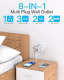 Cruise Travel Power Strip 4 Outlets 4 USB Ports 2 USB C Wall Outlet Extender White