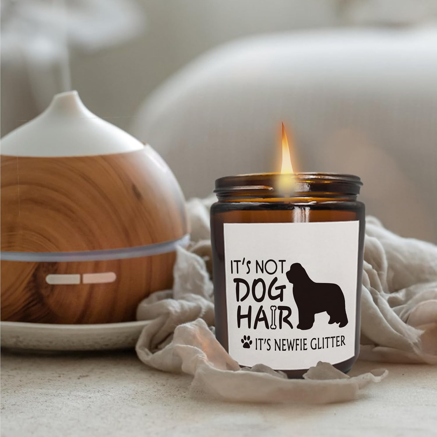 Newfoundland Dog Scented Soy Wax Jar Candle, Newfie Glitter Scent For Women, Moms, Friends