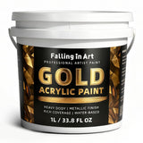Gold Metallic Acrylic Paint, 33.8 Oz Heavy Body Gold Leaf Paint, Non-Toxic Art Paints For Metal, Furniture, Canvas, And Diy Crafts