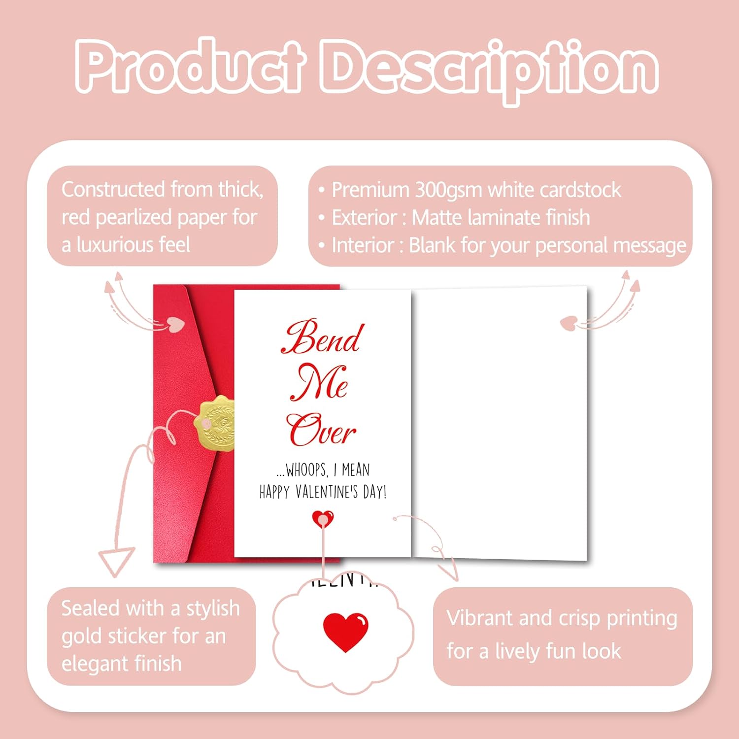 Sexy Valentine’S Day Card For Husband Boyfriend, Raunchy Valentine’S Day Card With Red Envelope And Sticker For Him Man Fiance, Bend Me Over