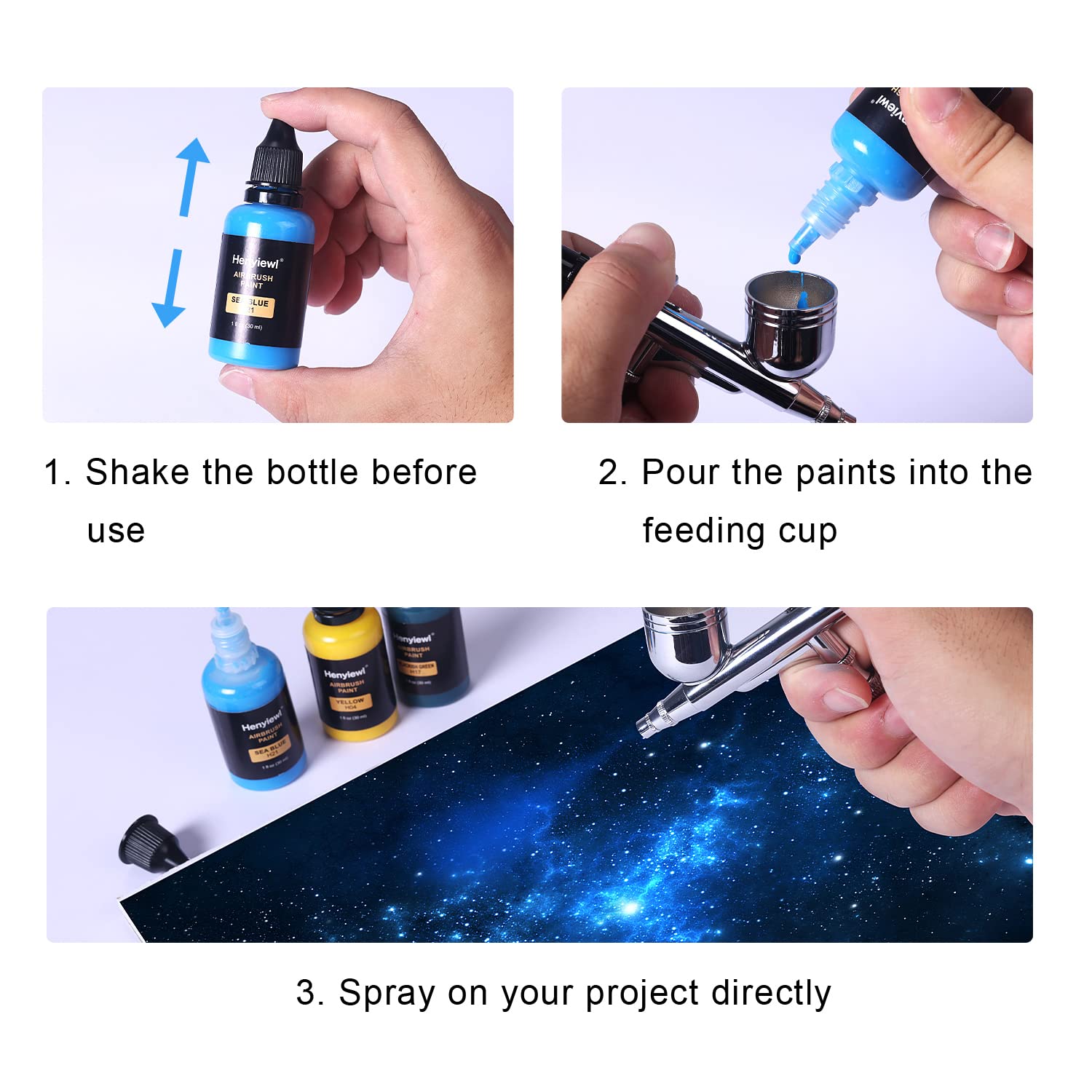 Airbrush Paint, 28 Colors Airbrush Paint Set (30 Ml/1 Oz), Opaque & Water-Based Acrylic Air Brush Paint Kit Includes Metallic And Neon Colors, Premium Airbrush Paints For Artists, Beginners,