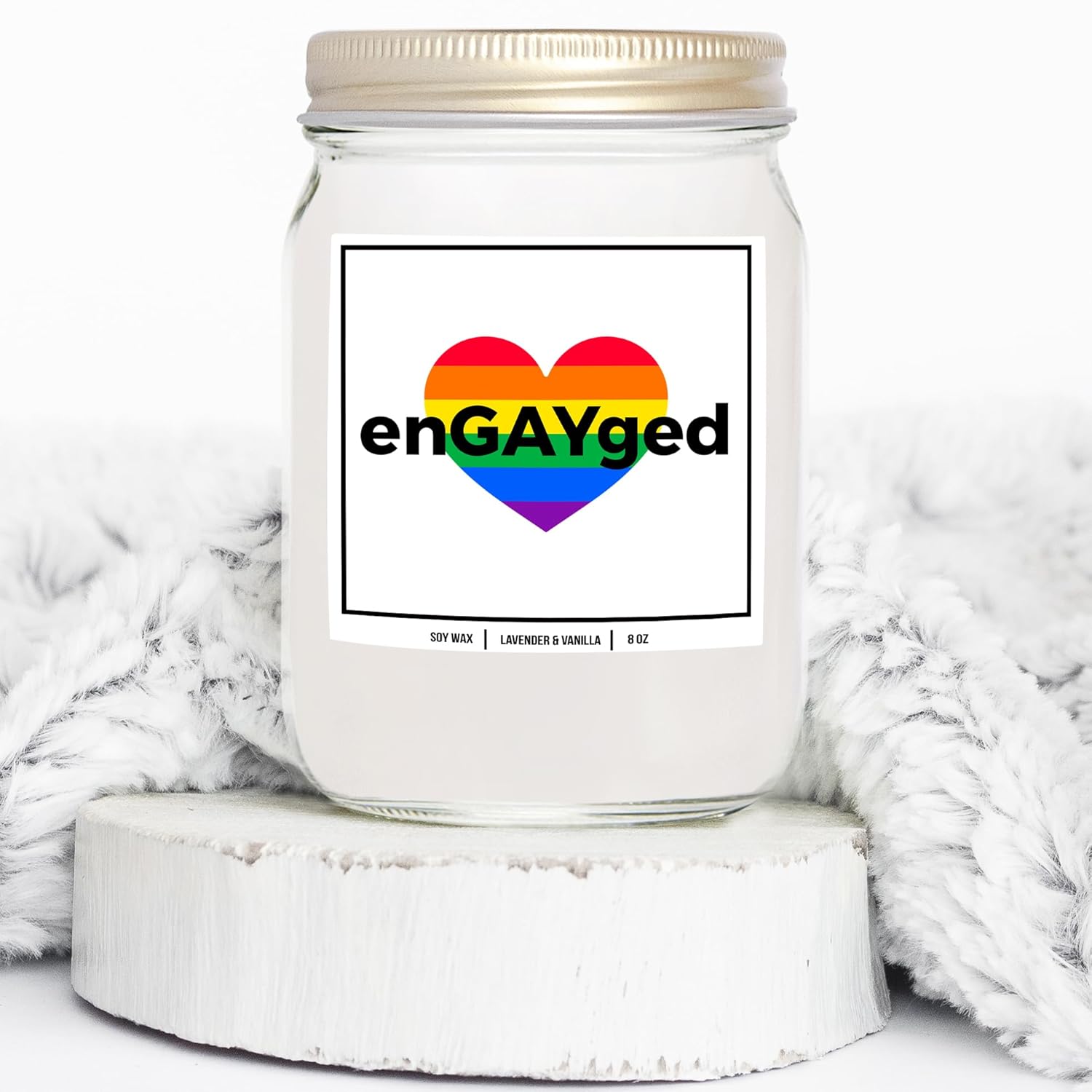 You Nique Designs Engayged Candle 8Oz - Gay Engagement Gifts For Gay Couples Men Lesbian - Engagement Surprise For Lesbian Couples - Gay Couple Gifts - Lesbian Bachelor Party (Lavender & Vanilla)