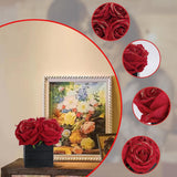 Artificial Red Roses With Wooden Vase Silk Red Glitter Rose In Black Wood Box For Home Decor. Idea For Wife, Him Or Her, Valentines Day Mother'S Day Birthday Love Gifts.