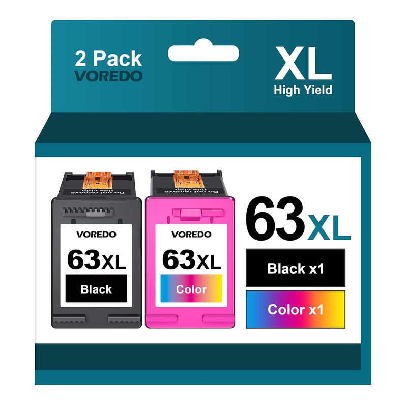 63XL Ink, Black & Color 2-Pack for DeskJet 1112/Envy 4520/OfficeJet 3830